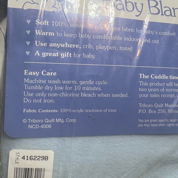 Cuddle Time Deluxe Baby Blanket Woven acrylic blue 36 x 45 nursery soft warm - Picture 6 of 10